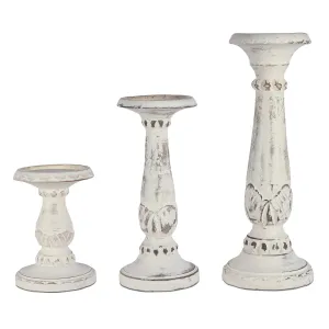 Pakshi Pillar Candleholder Set - White