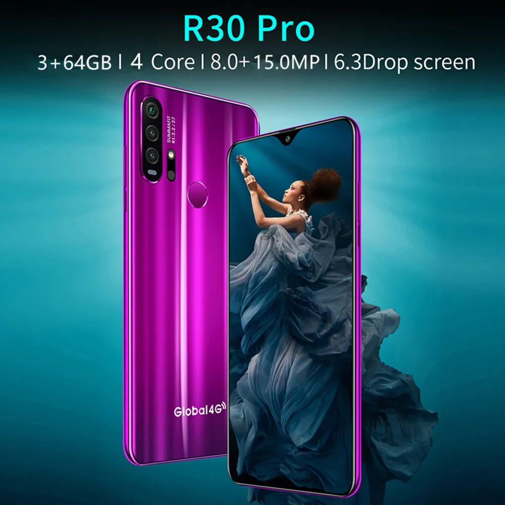 R30 pro Smart Phone 4G Network 3G   64g High Configuration Face Recognition Fingerprint Recognition Phone purple_U.S. regulations