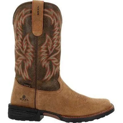 Rocky Men's Bronco 12" Soft Toe WP Western Classic Boot- Tobacco- RKW0451