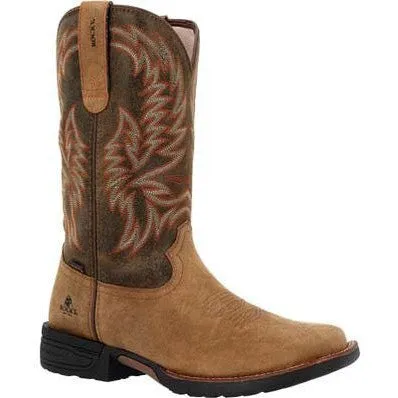 Rocky Men's Bronco 12" Soft Toe WP Western Classic Boot- Tobacco- RKW0451