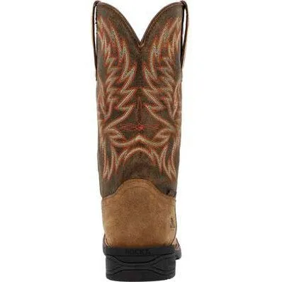 Rocky Men's Bronco 12" Soft Toe WP Western Classic Boot- Tobacco- RKW0451