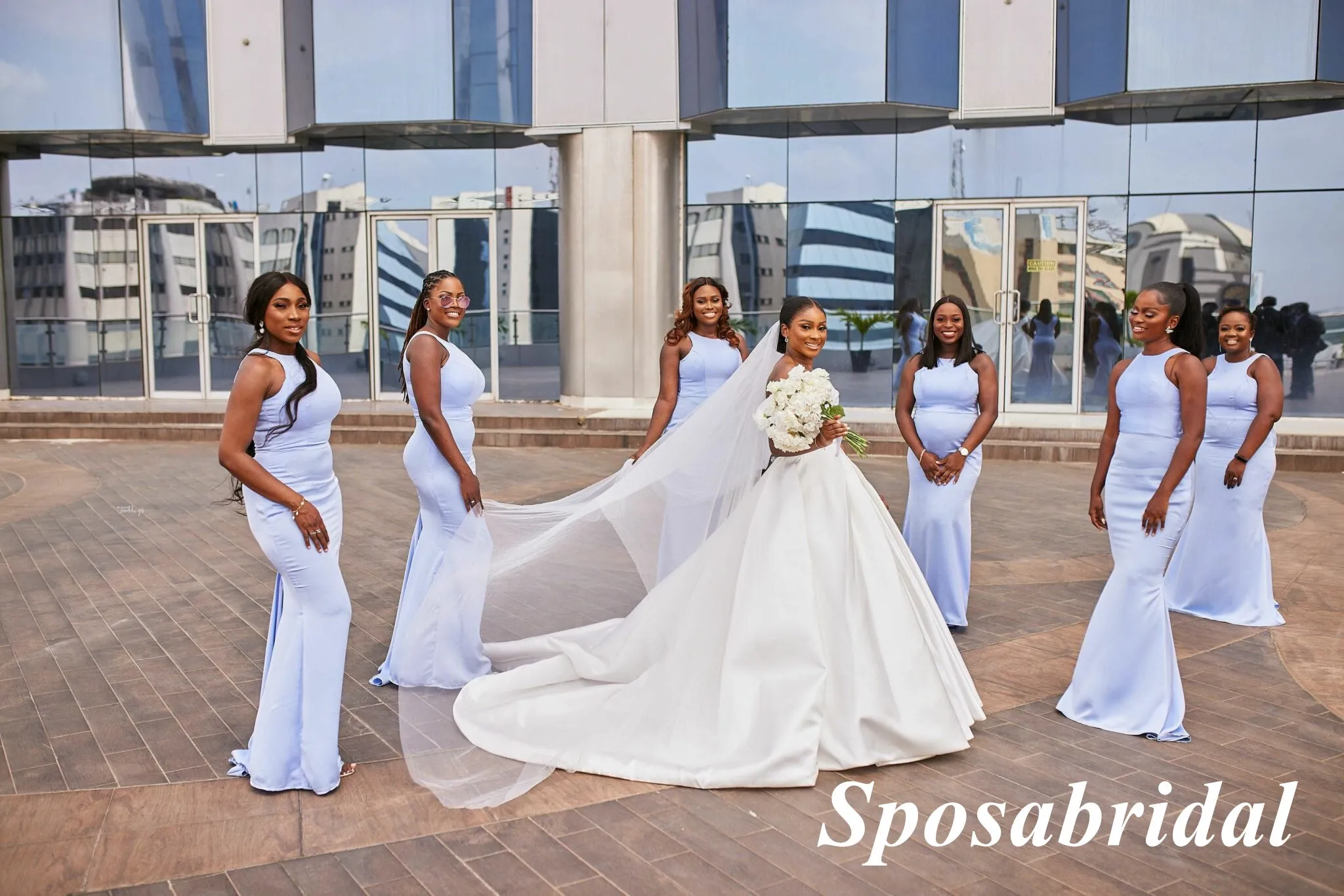 Sexy Soft Satin Halter Sleeveless Mermaid Floor Length Bridesmaid Dresses, BD3354