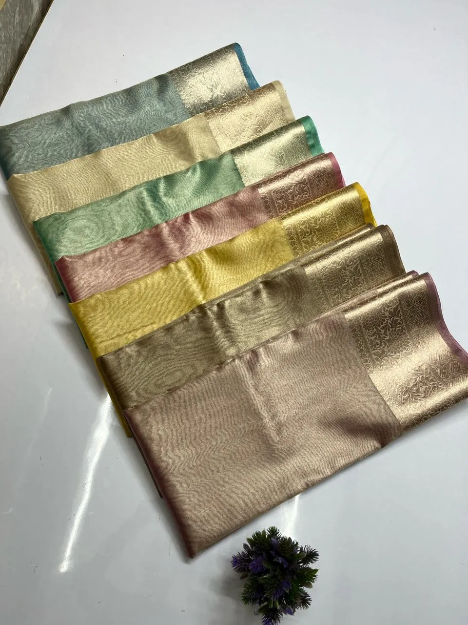 Shimmer Yellow Banarasi Soft Tissue Saree