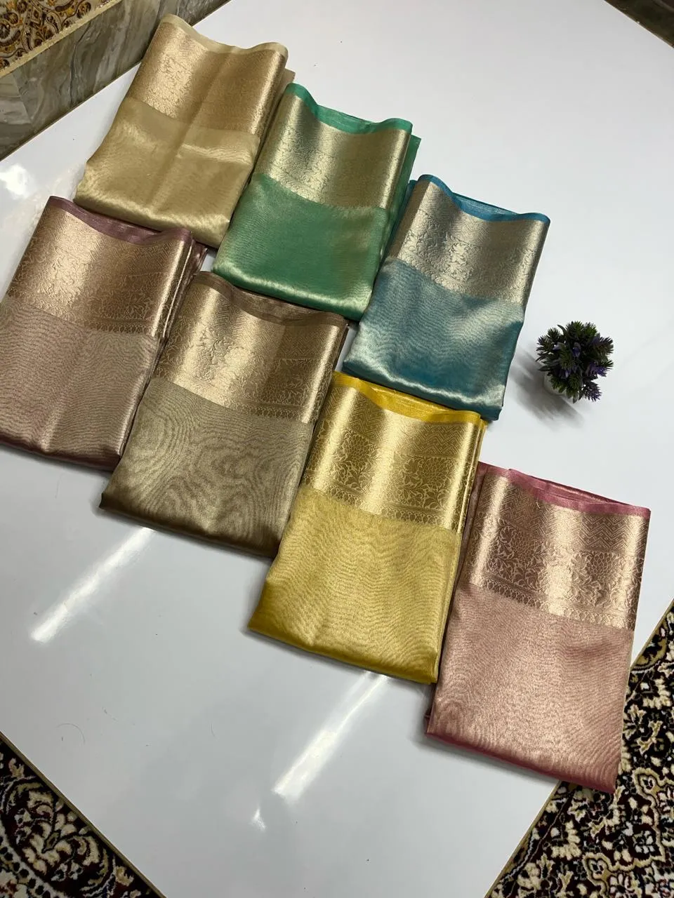 Shimmer Yellow Banarasi Soft Tissue Saree