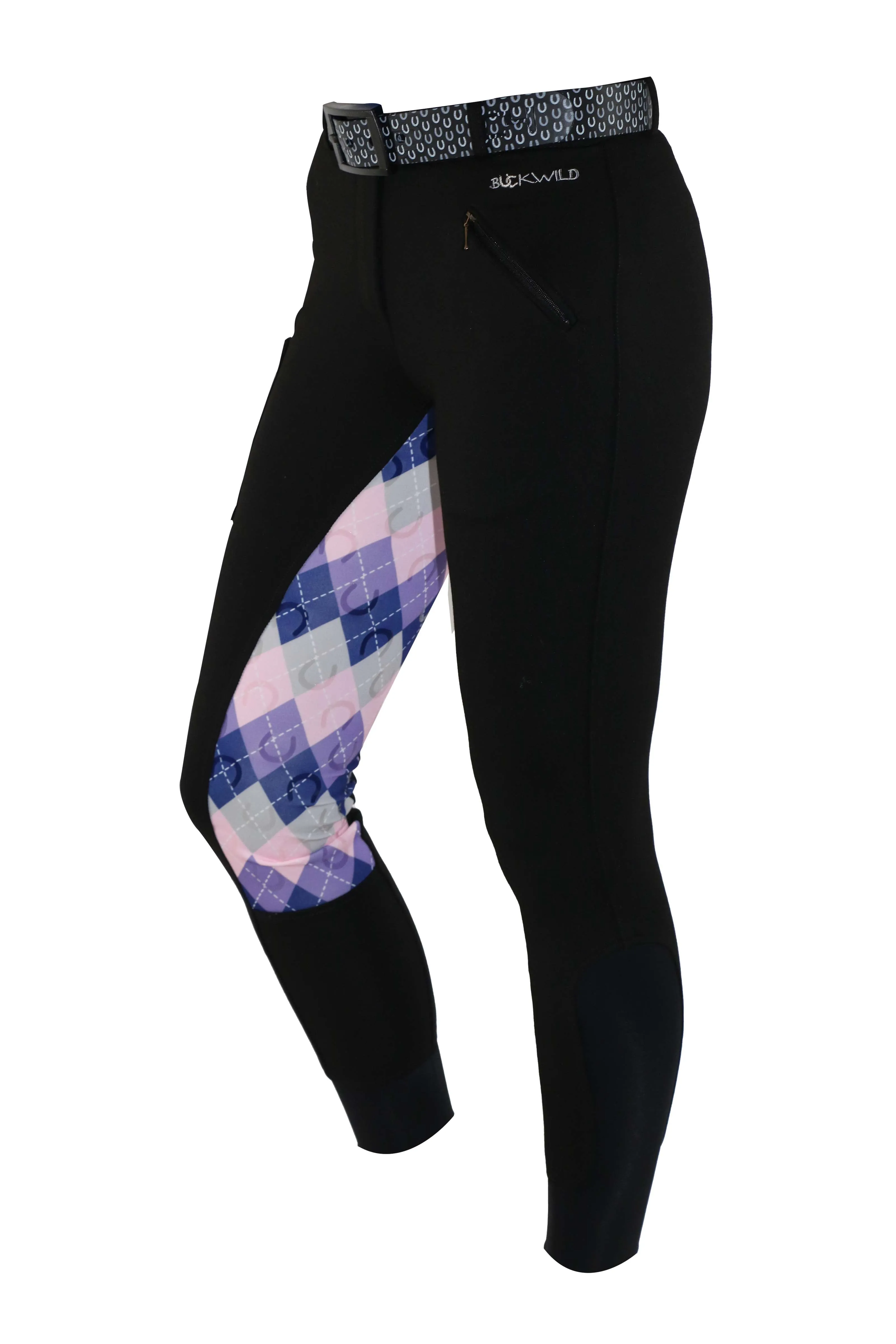Signature Mid-Waist Breech | Black   Argyle | Side Phone Pocket