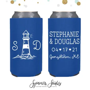 Slim 12oz Wedding Can Cooler #19S - Lighthouse