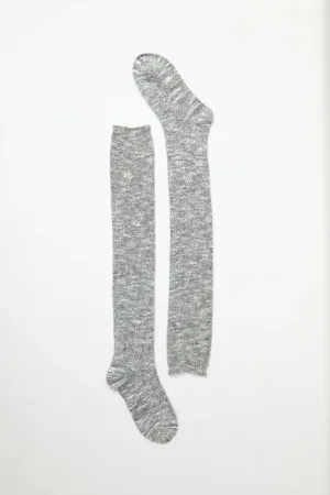 Speckled Knit Boot Socks- Gray