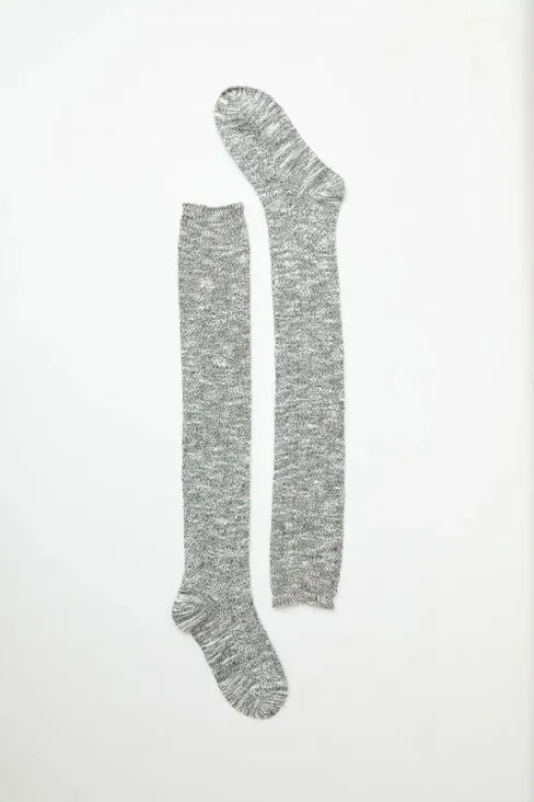 Speckled Knit Boot Socks- Gray