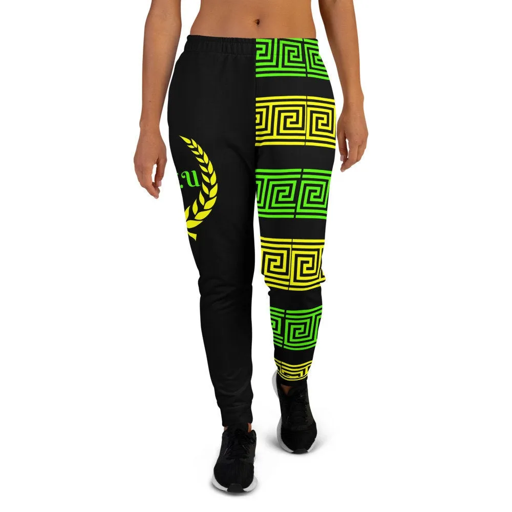 STFU Greek Joggers - Green & Yellow on Black