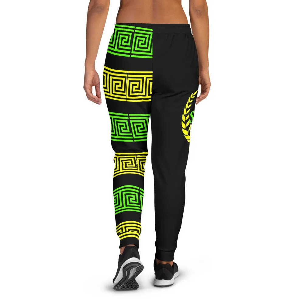 STFU Greek Joggers - Green & Yellow on Black