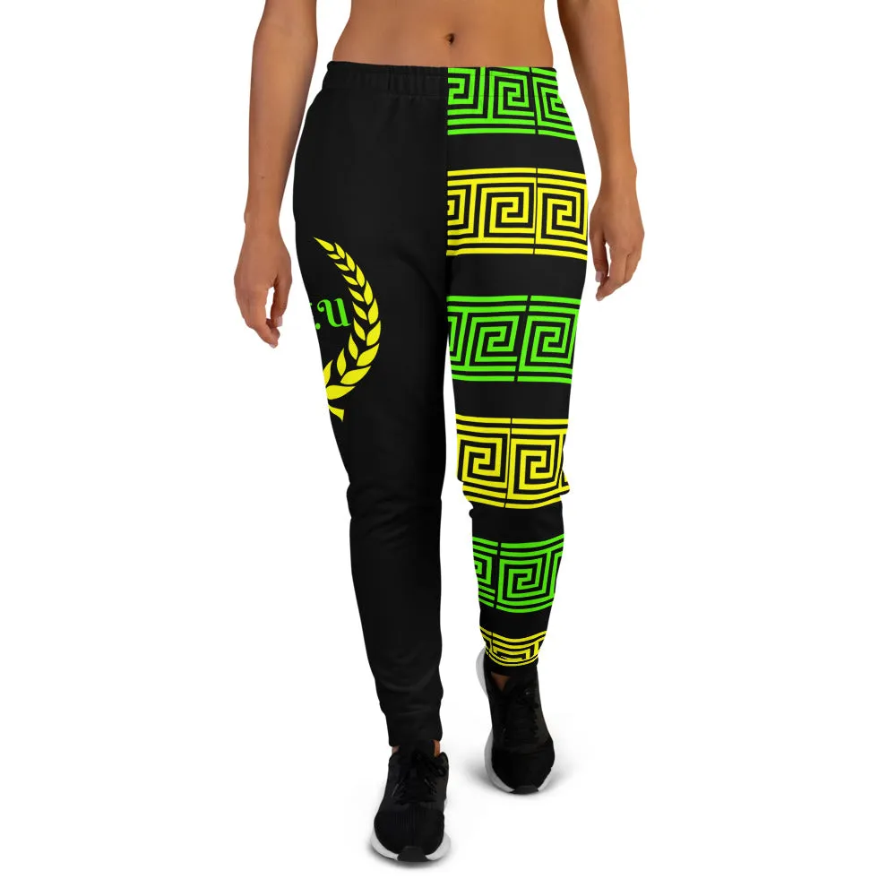 STFU Greek Joggers - Green & Yellow on Black