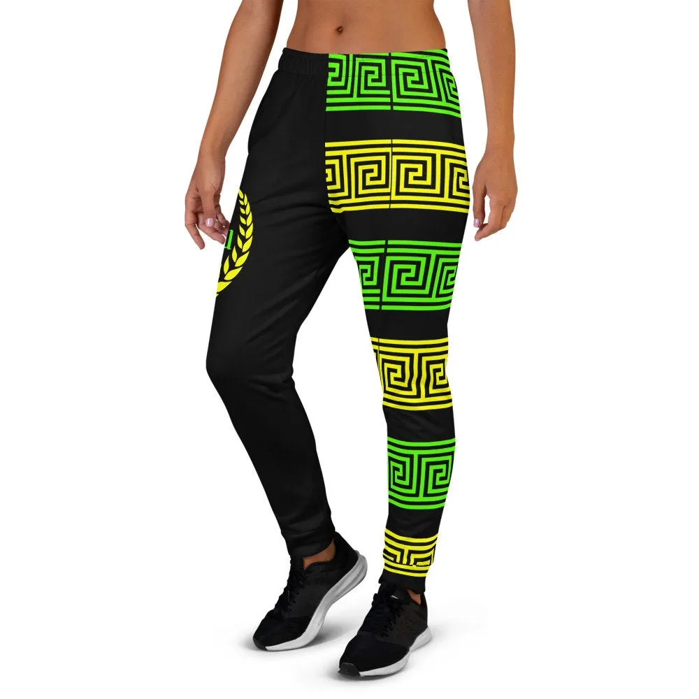 STFU Greek Joggers - Green & Yellow on Black