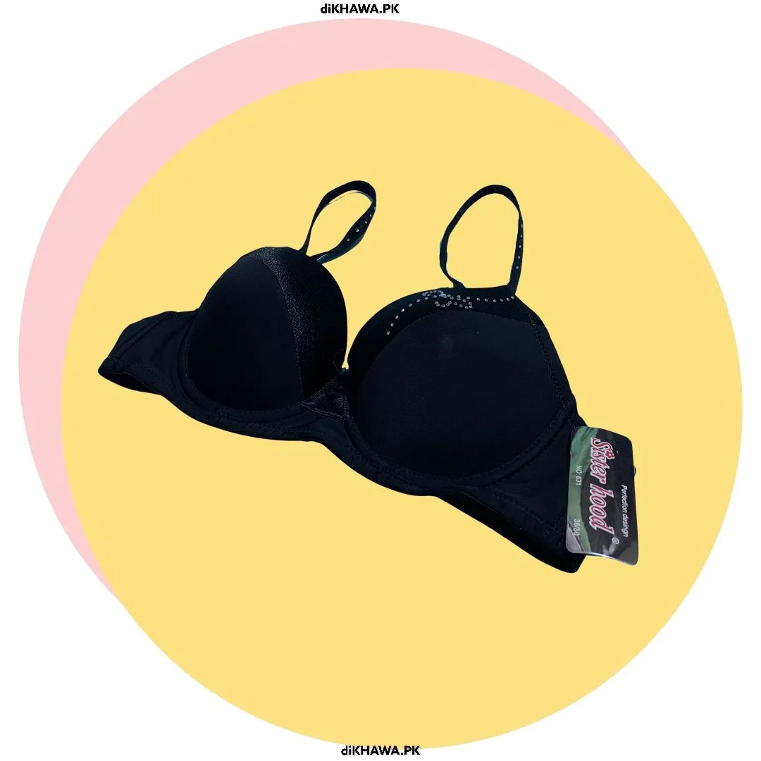 Stylish Black SH631 Diamond Bra- Single Padded,Under Wired Bra - By Sister Hood- 2021