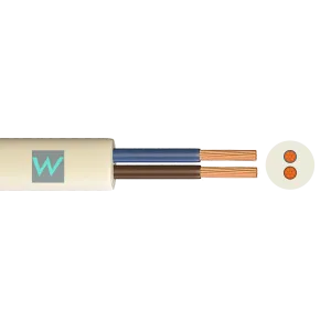 Time 3182Y 2 Core Round Flexible 1.5mm White Cable - 50M