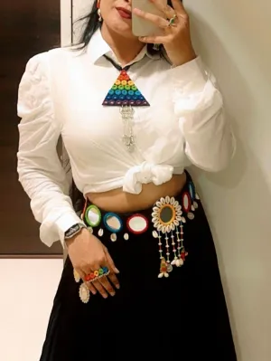 Tisha Mirrorwork Fabric Necklace   Ring   Belt | Combo set