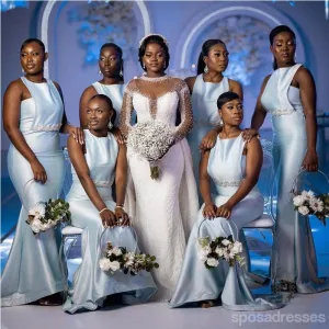 Unique Blue Mermaid Halter Cheap Long Bridesmaid Dresses,WG1522
