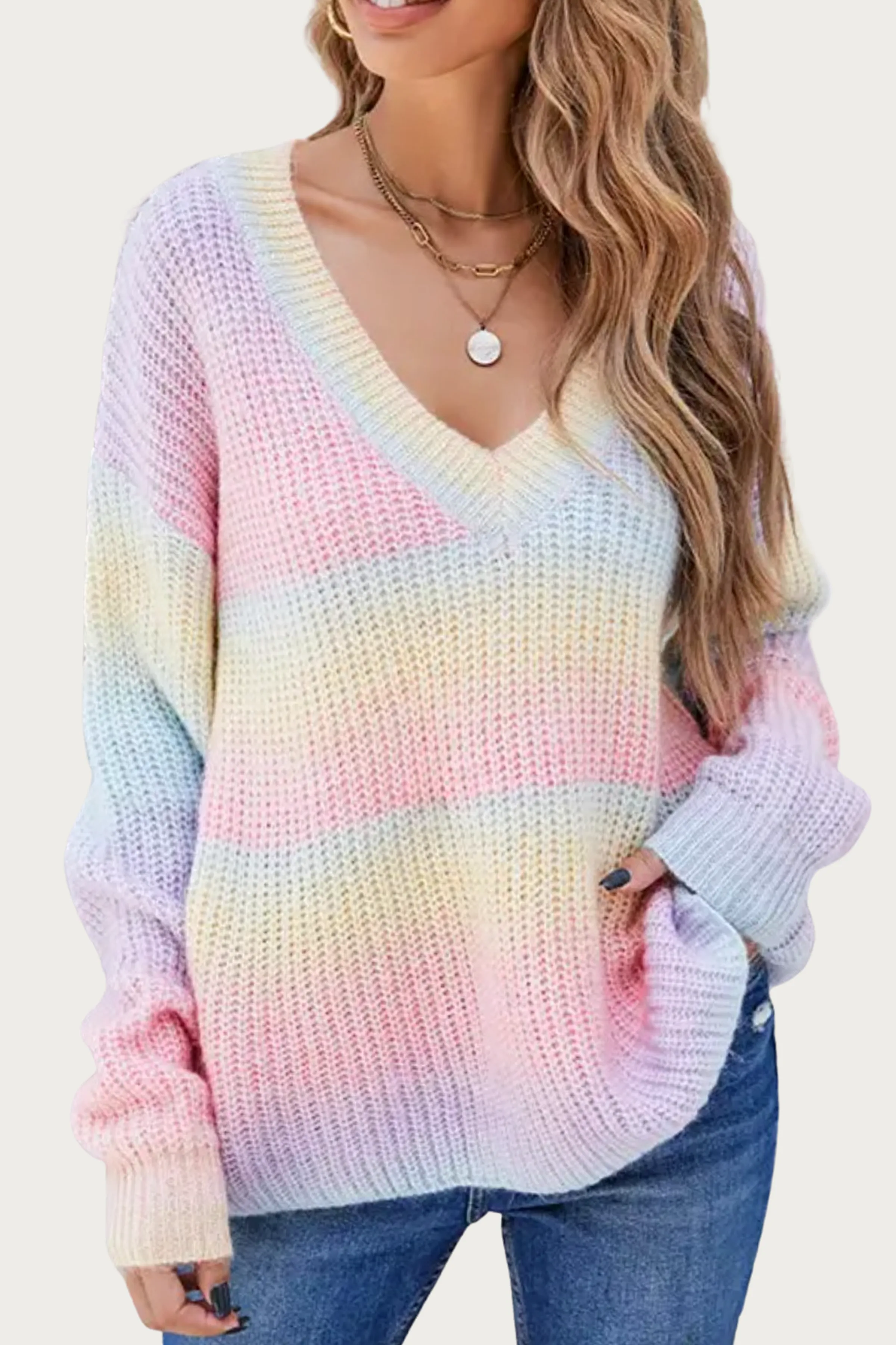 V-NECK RAINBOW SWEATER