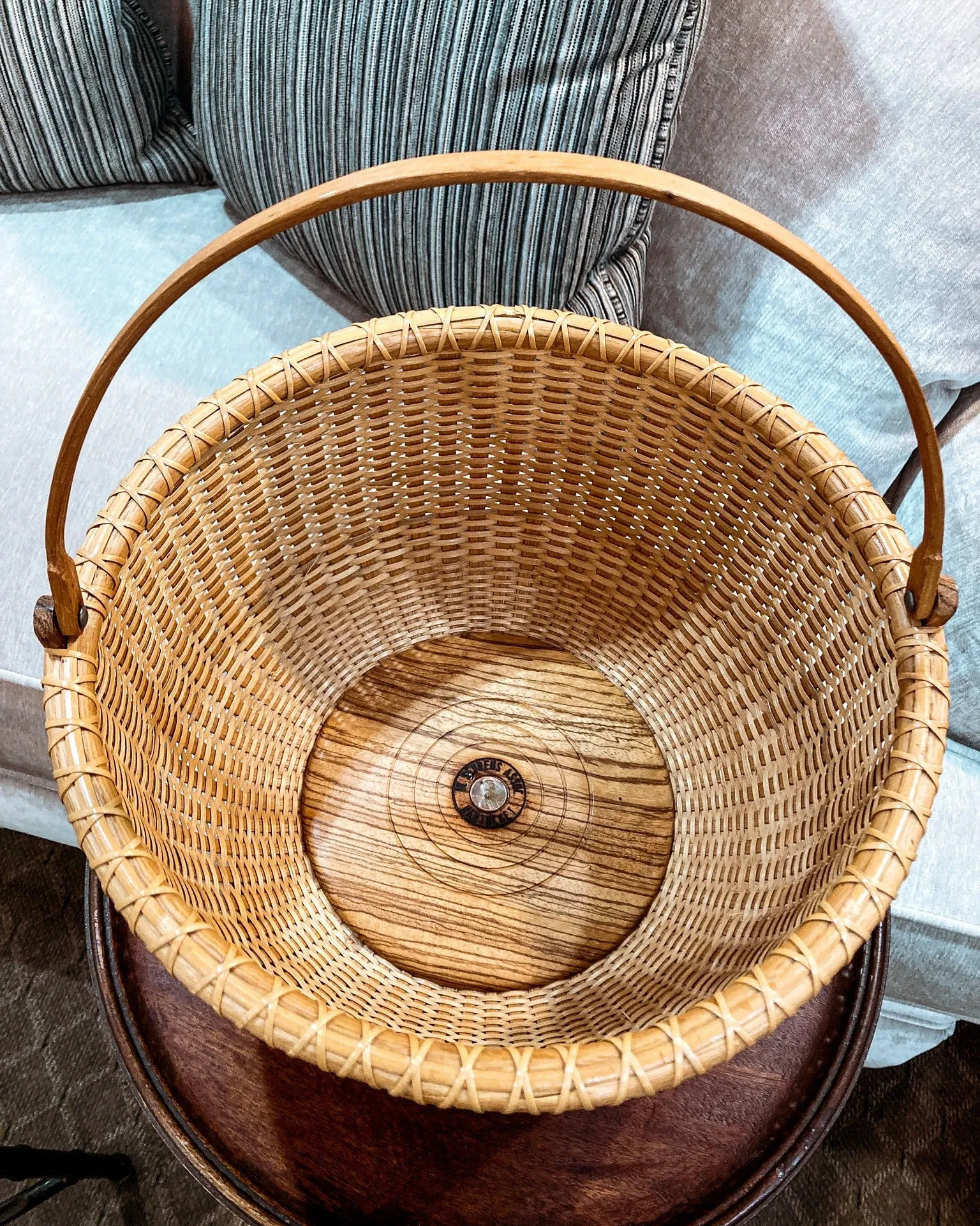 Vintage 1980s William Sevrens Lightship Penny Bottom Large Woven Basket