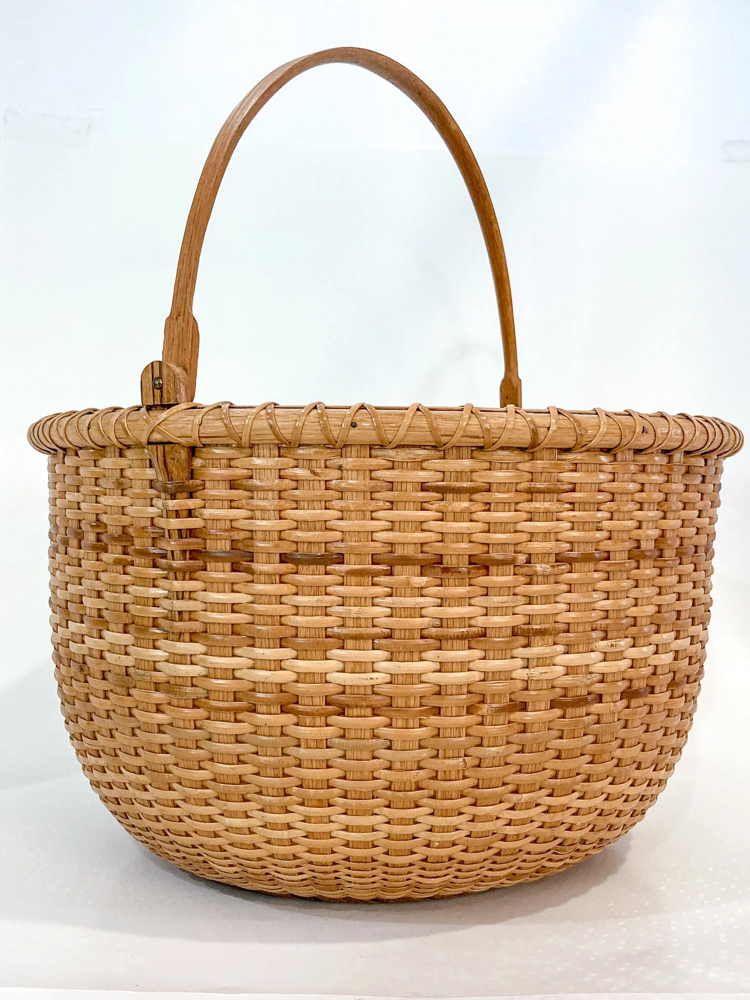 Vintage 1980s William Sevrens Lightship Penny Bottom Large Woven Basket
