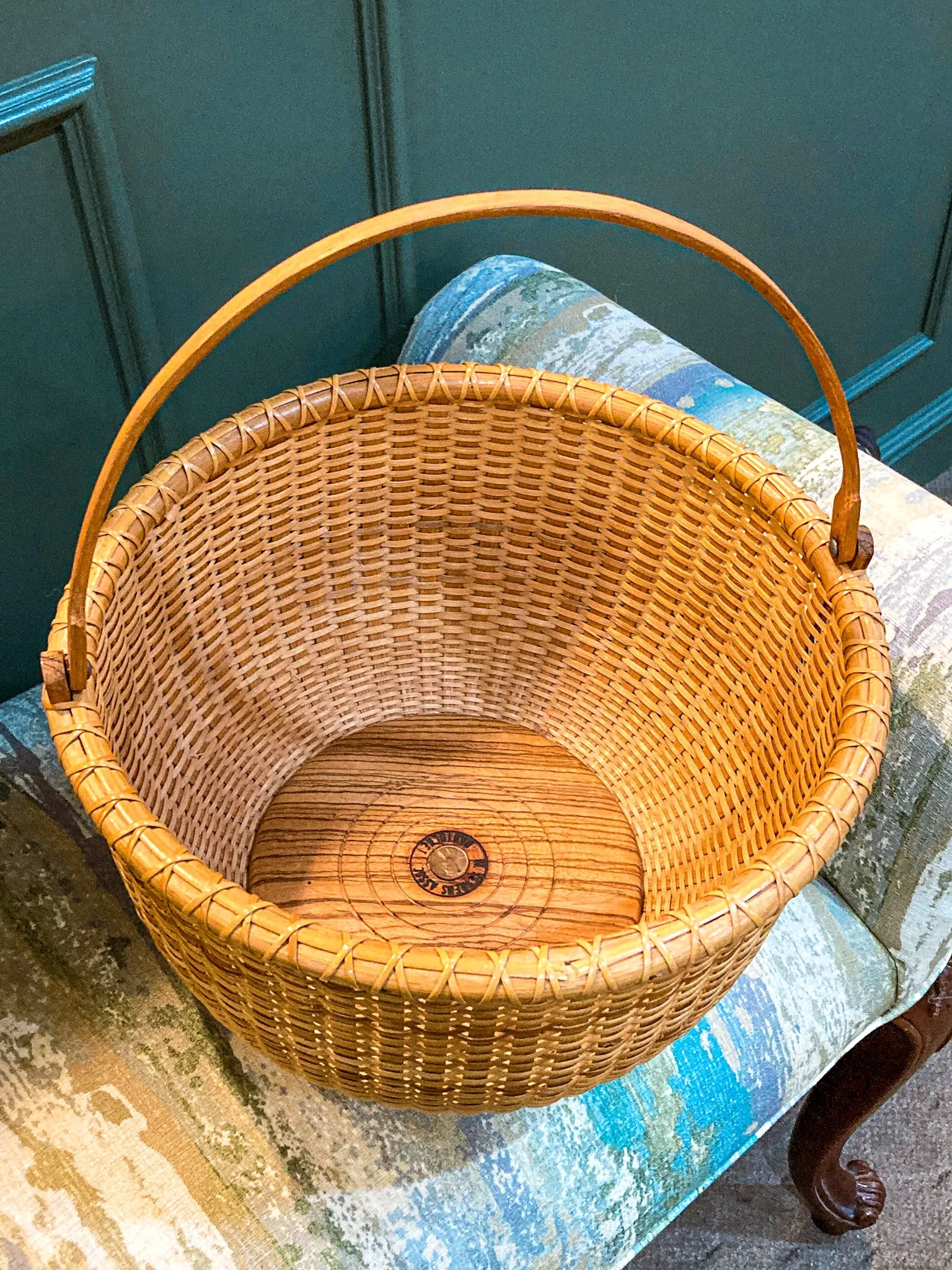 Vintage 1980s William Sevrens Lightship Penny Bottom Large Woven Basket