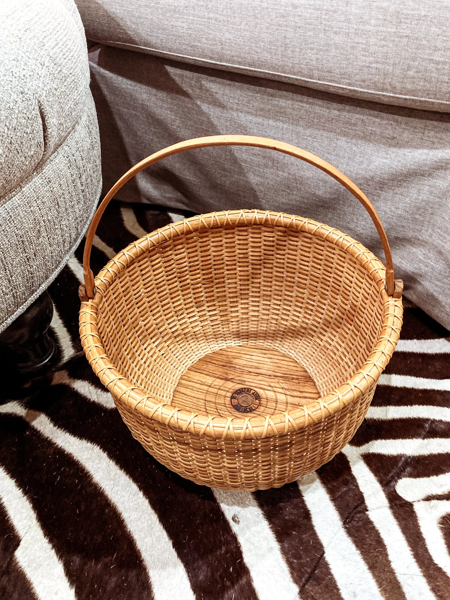 Vintage 1980s William Sevrens Lightship Penny Bottom Large Woven Basket