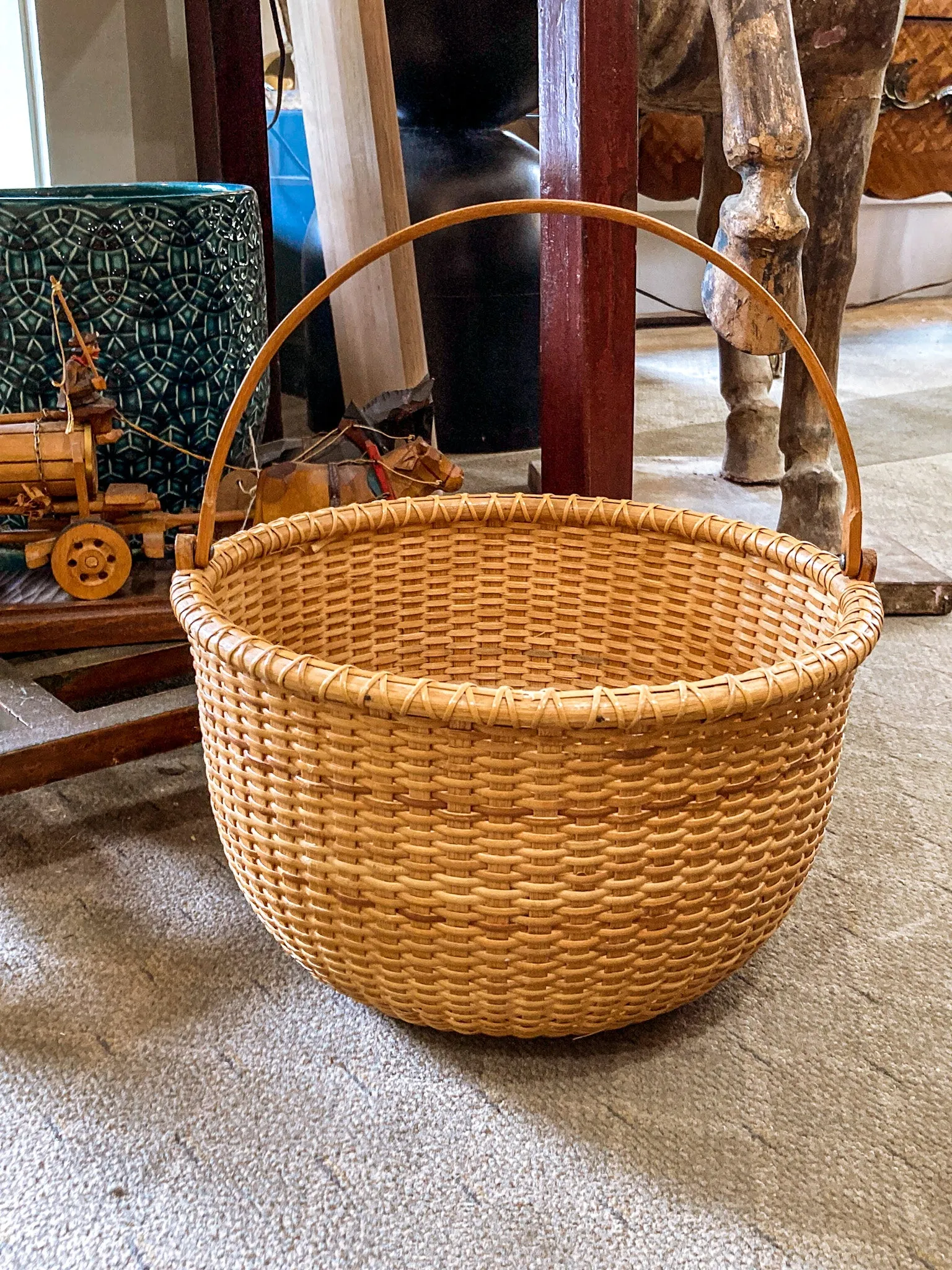 Vintage 1980s William Sevrens Lightship Penny Bottom Large Woven Basket
