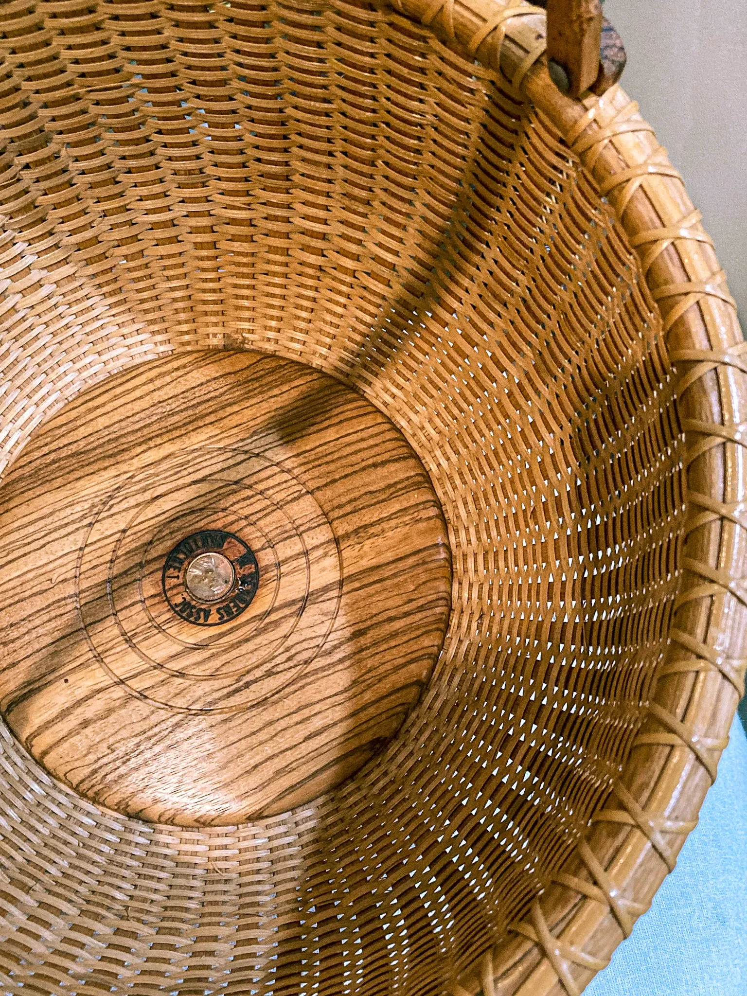 Vintage 1980s William Sevrens Lightship Penny Bottom Large Woven Basket