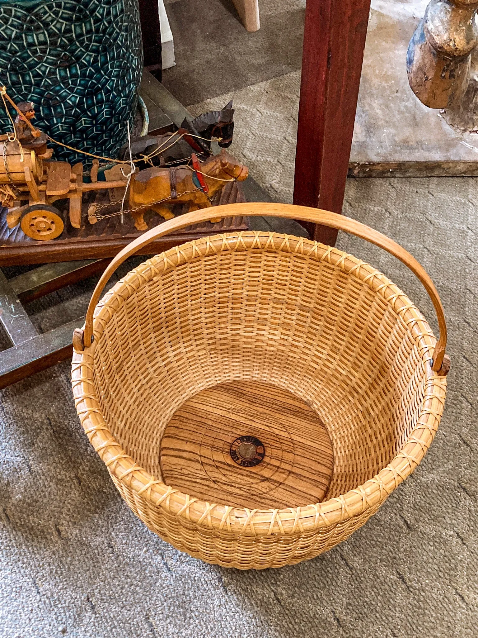 Vintage 1980s William Sevrens Lightship Penny Bottom Large Woven Basket