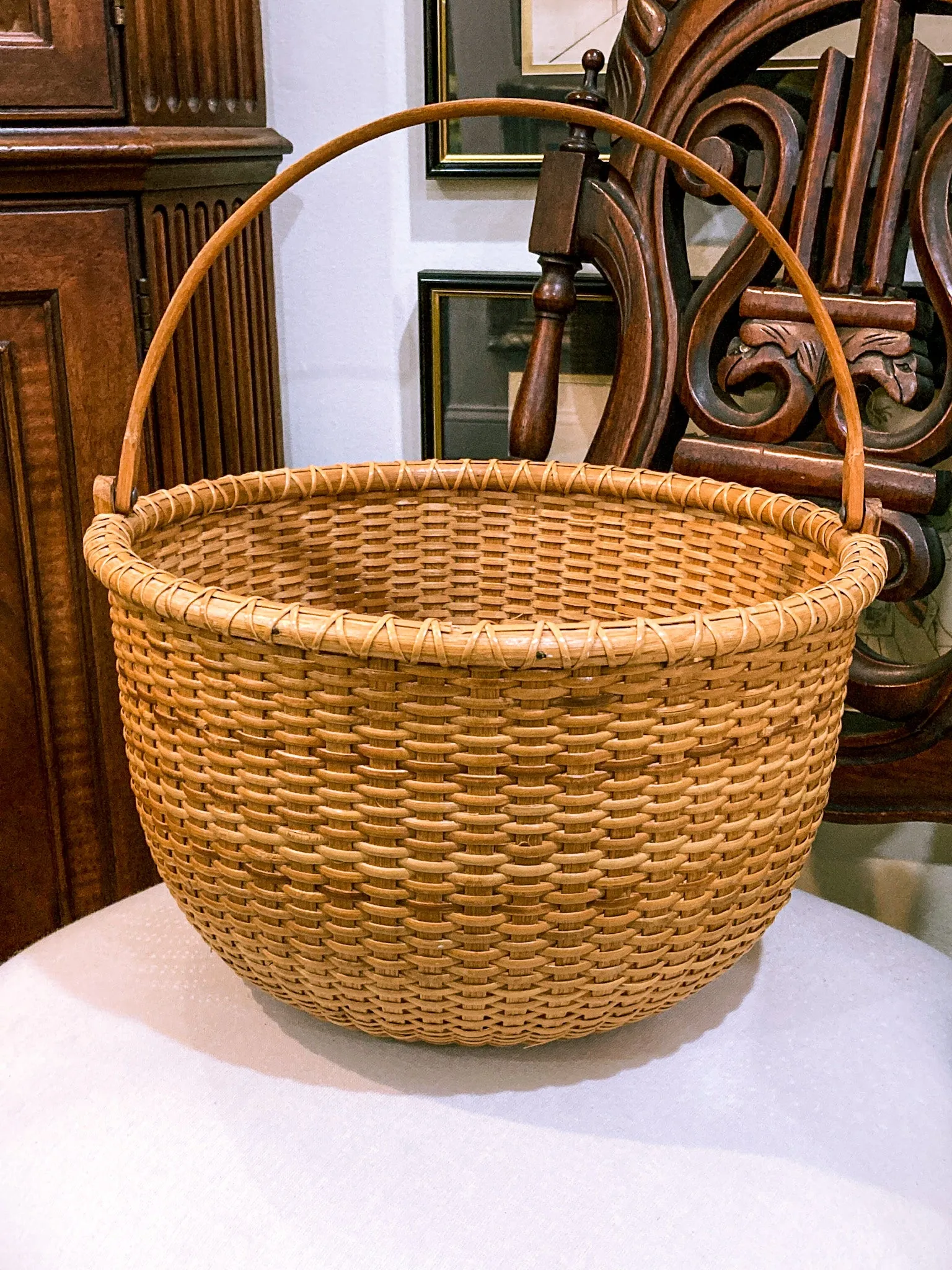 Vintage 1980s William Sevrens Lightship Penny Bottom Large Woven Basket