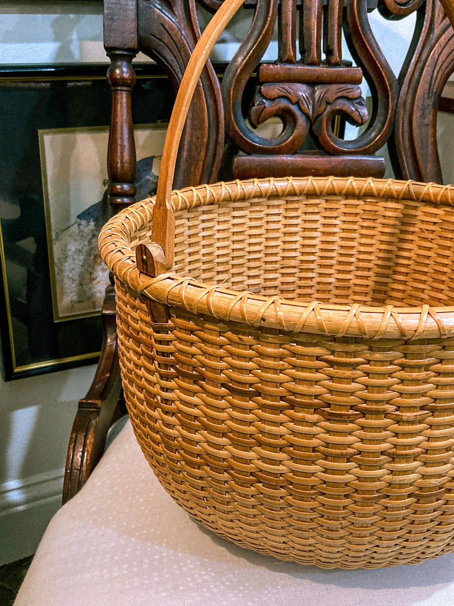 Vintage 1980s William Sevrens Lightship Penny Bottom Large Woven Basket