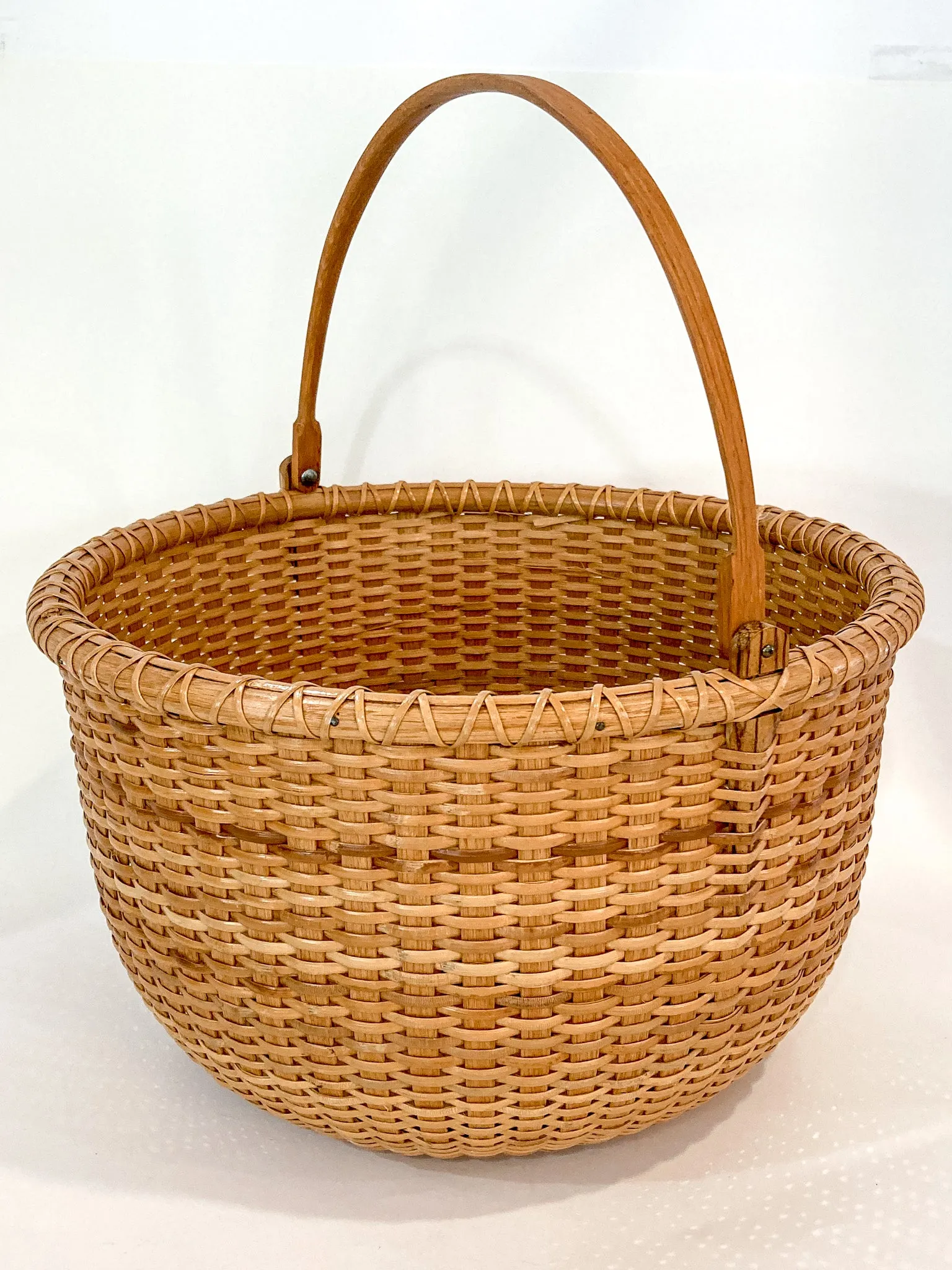 Vintage 1980s William Sevrens Lightship Penny Bottom Large Woven Basket