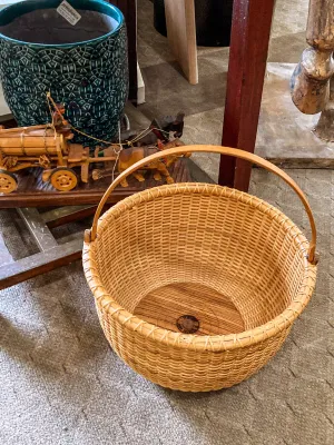 Vintage 1980s William Sevrens Lightship Penny Bottom Large Woven Basket