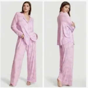 Vs Victorias Secret Modal Long Pajama Set Shorts/Top Babydoll Pink