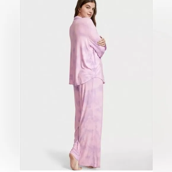 Vs Victorias Secret Modal Long Pajama Set Shorts/Top Babydoll Pink