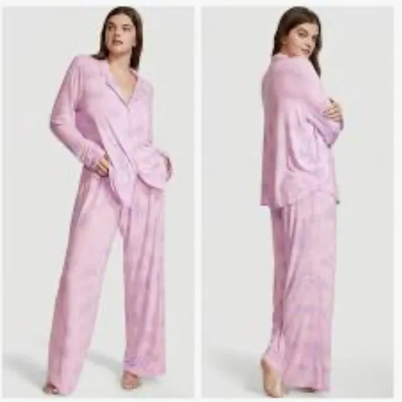 Vs Victorias Secret Modal Long Pajama Set Shorts/Top Babydoll Pink