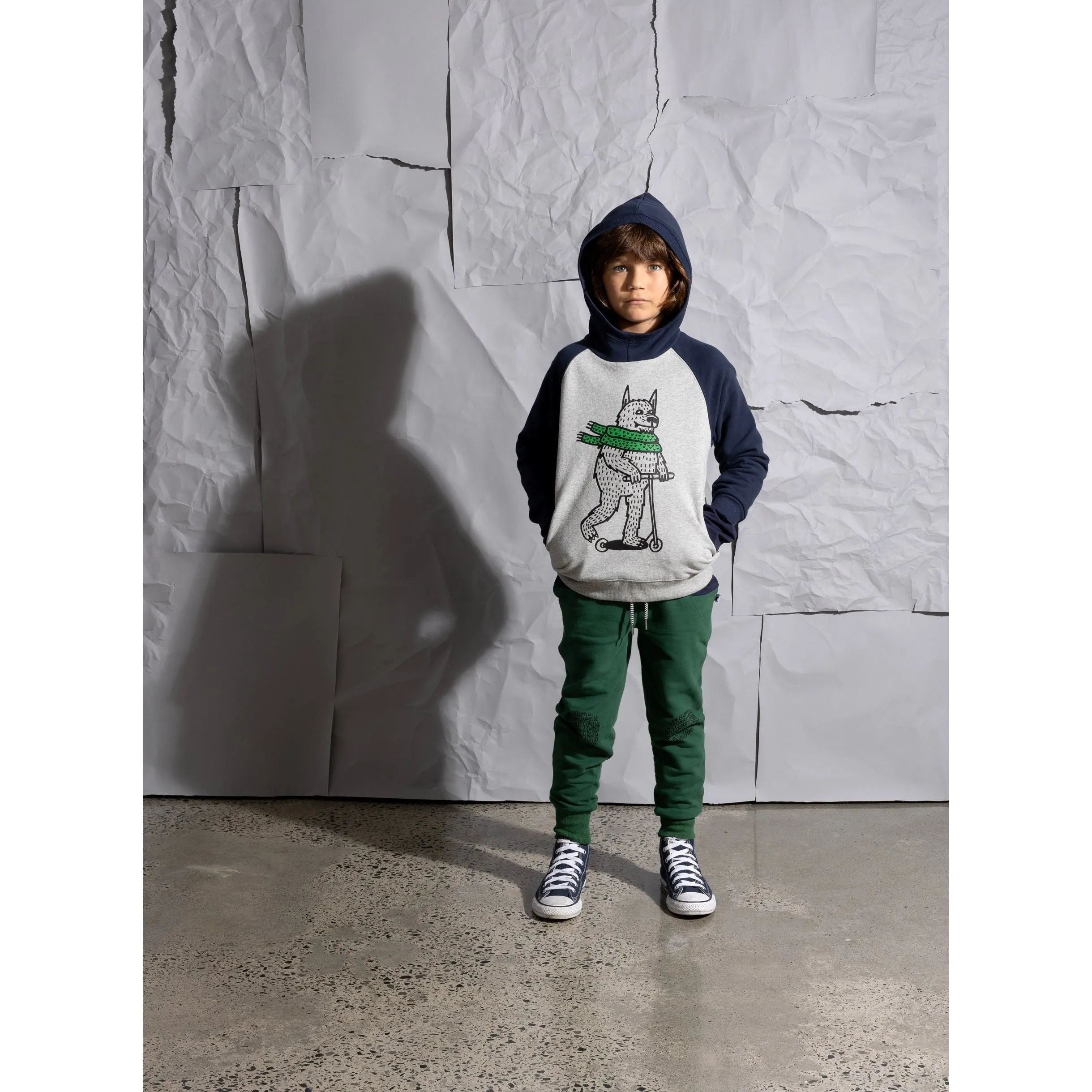 Warm Wolf Furry Hood - Grey Marle/Dark Blue