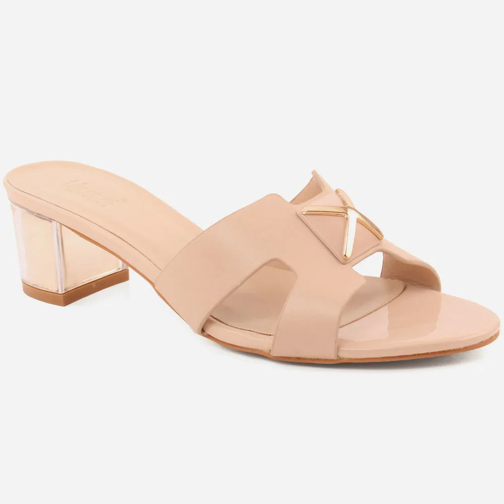 Women "ELENA" Block Heel Slip On Sandals