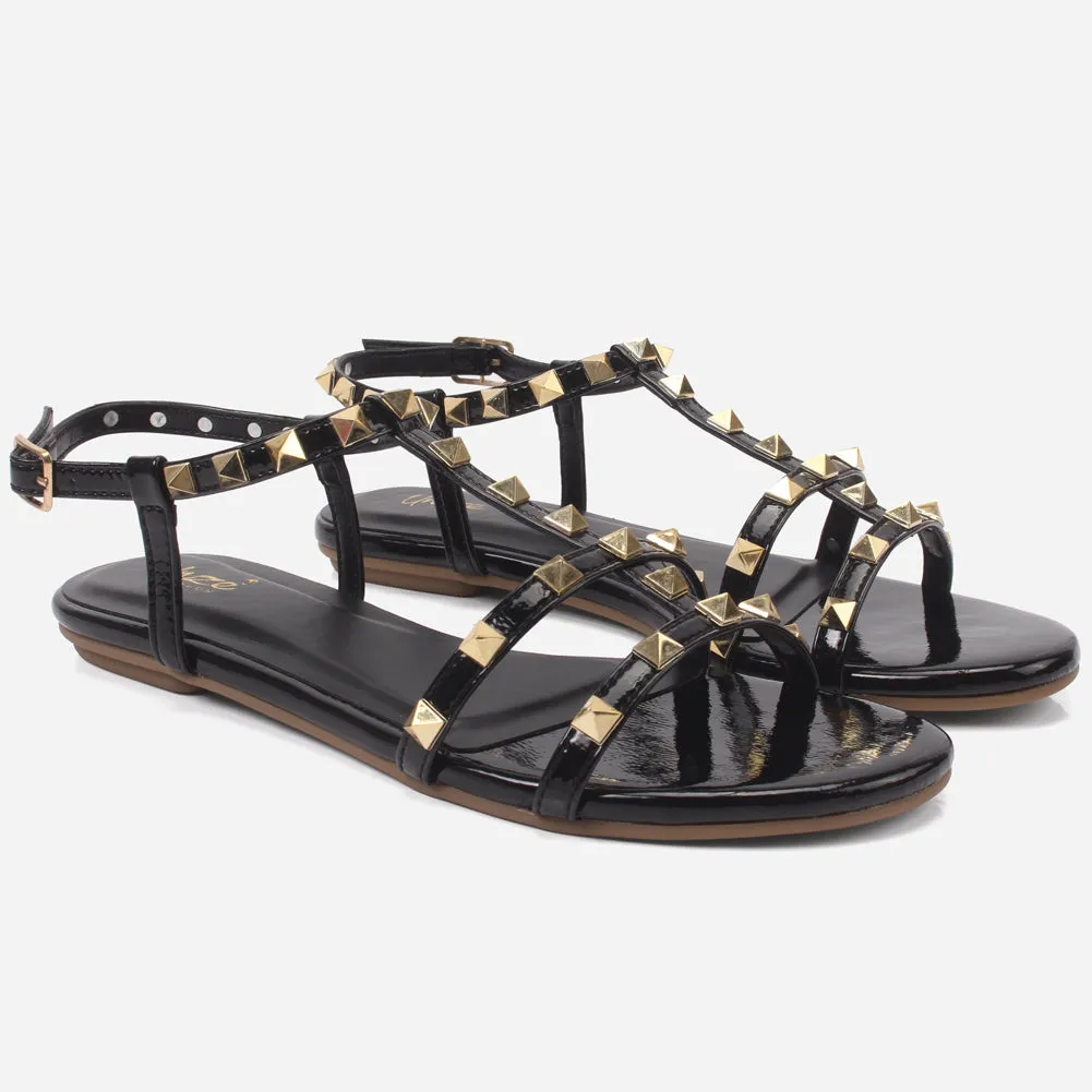 Womens "MAIDAS" Studs Detailing Flat Sandals
