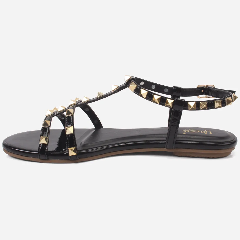 Womens "MAIDAS" Studs Detailing Flat Sandals