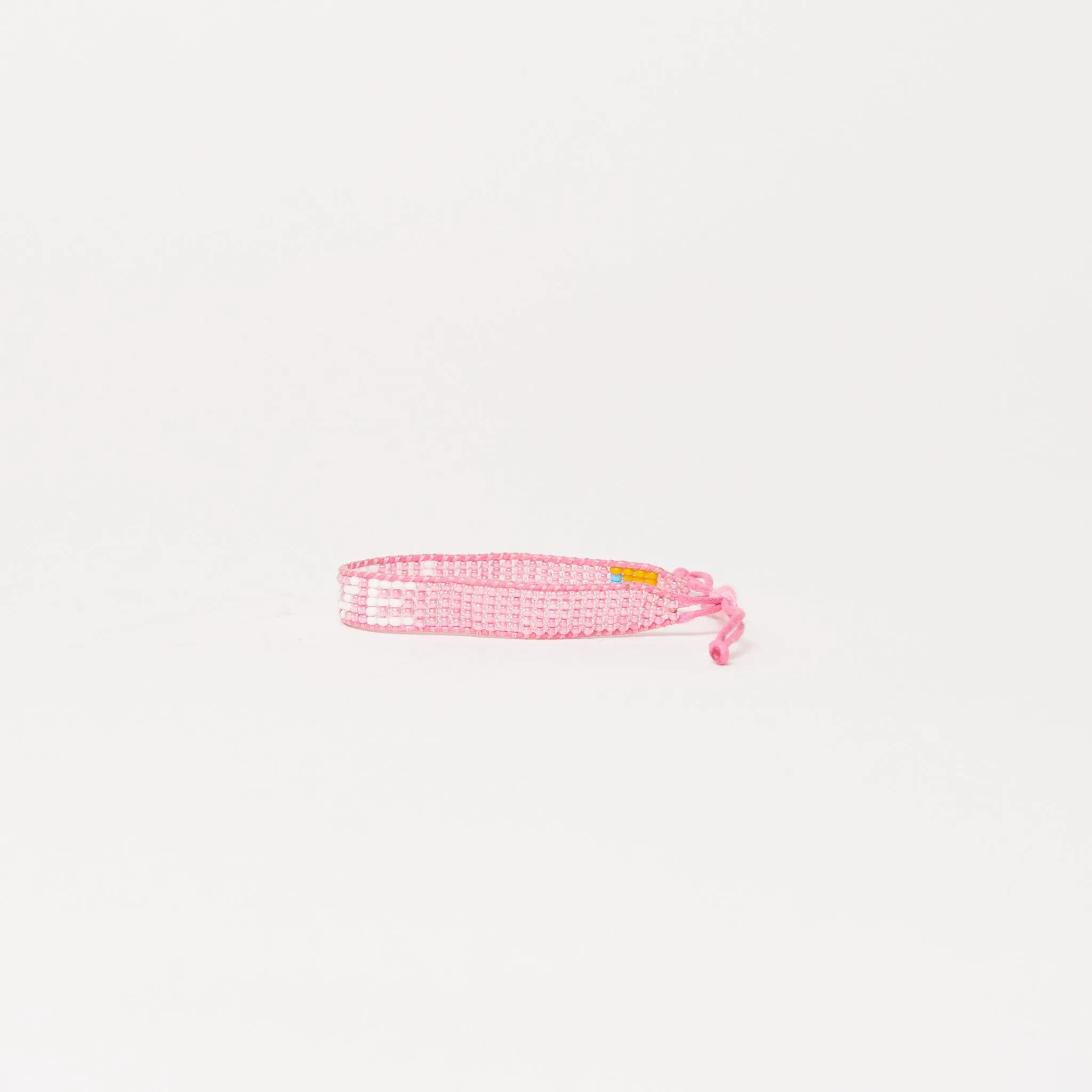 Woven LOVE Bracelet - Pearly Pink/White