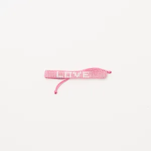Woven LOVE Bracelet - Pearly Pink/White