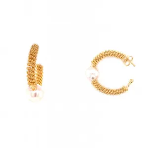 Woven Pearl Hoops
