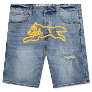 Yellow Jean Short - Light Blue