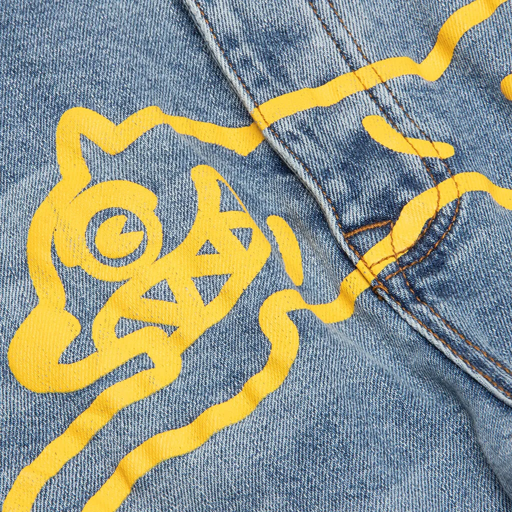 Yellow Jean Short - Light Blue