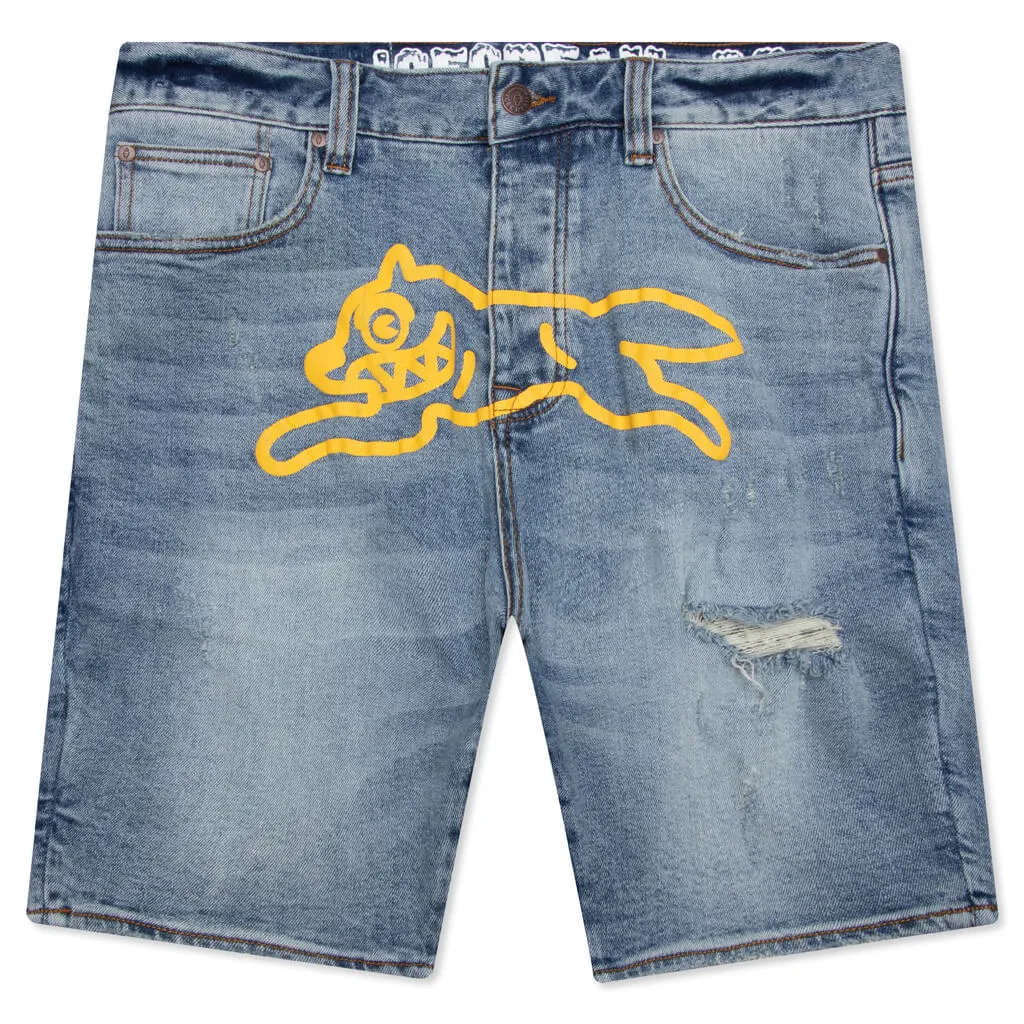 Yellow Jean Short - Light Blue