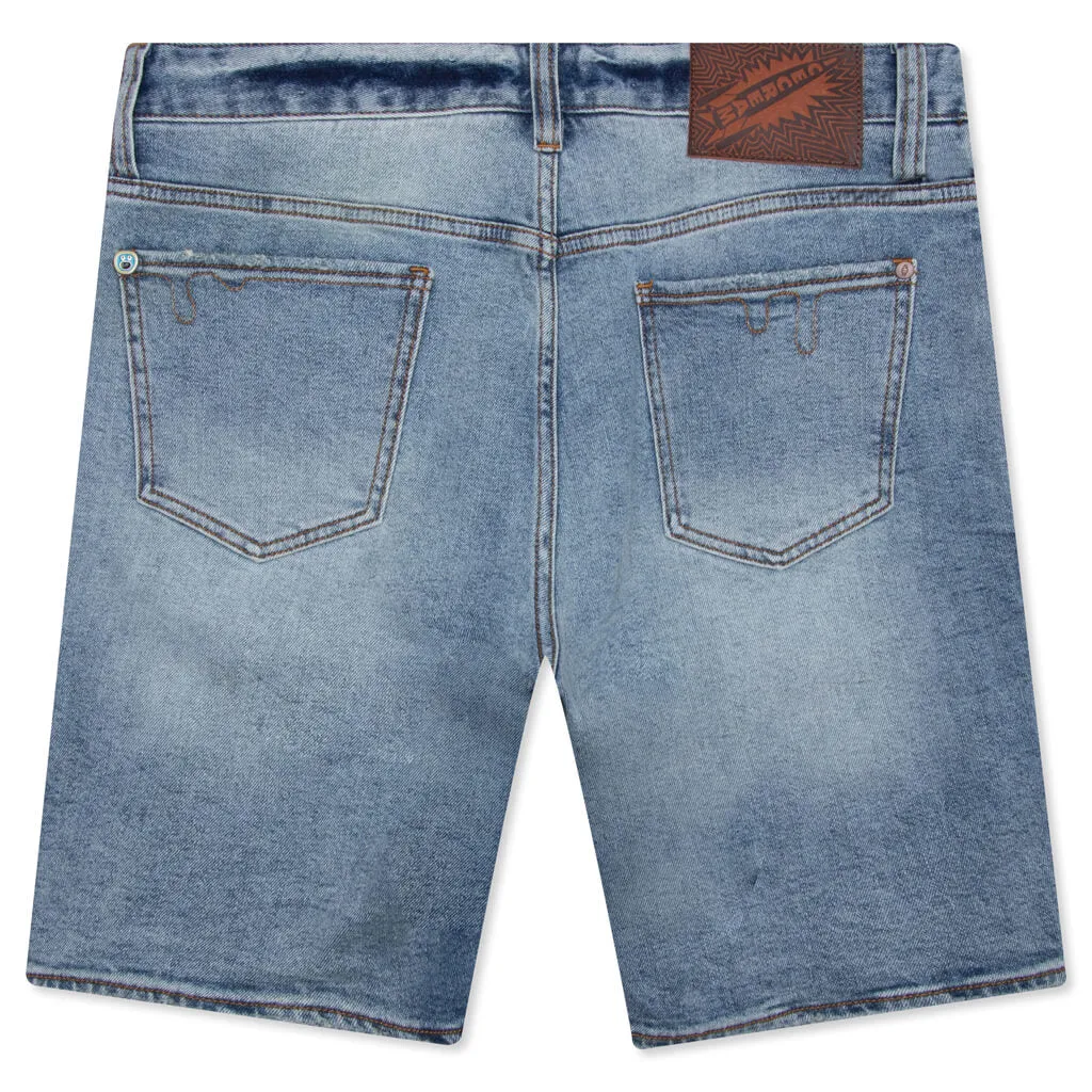Yellow Jean Short - Light Blue